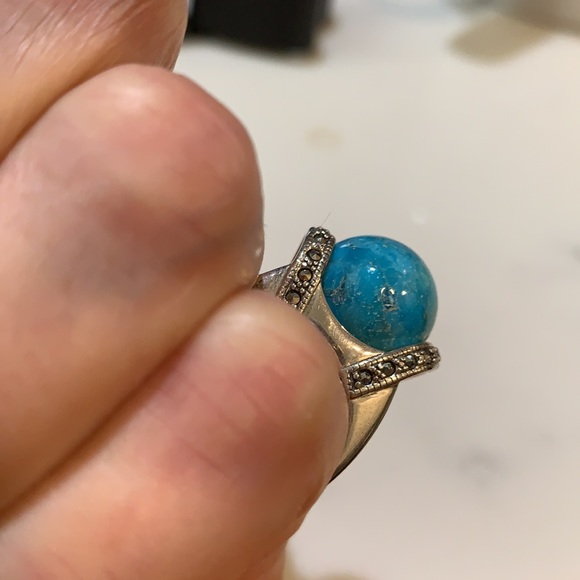 Sterling Silver Turquoise & Marcasite - Picture 2 of 5